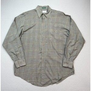 Vintage Gitman Bros Shirt Mens Large Gray Plaid Long Sleeve Button Up USA Made